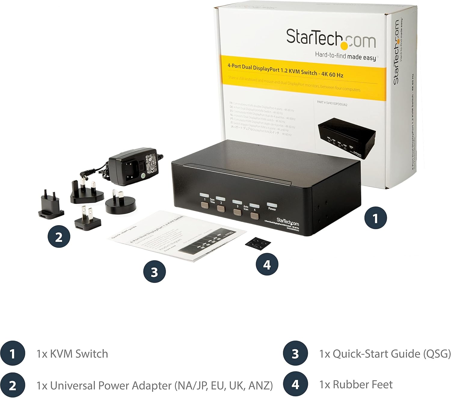 4 Port Dual DisplayPort KVM Switch