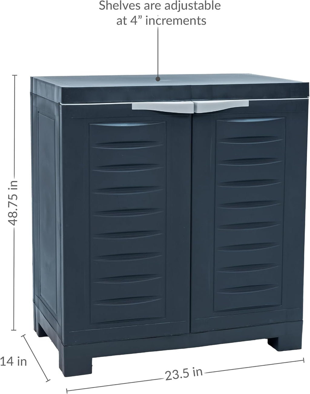 Sunnydaze 25.5' H Resin Garage Storage Cabinet - Garage Cabinet with Adjustable Shelf - Freestanding Utility Storage for Laundry Room, Office, Basement - Charcoal