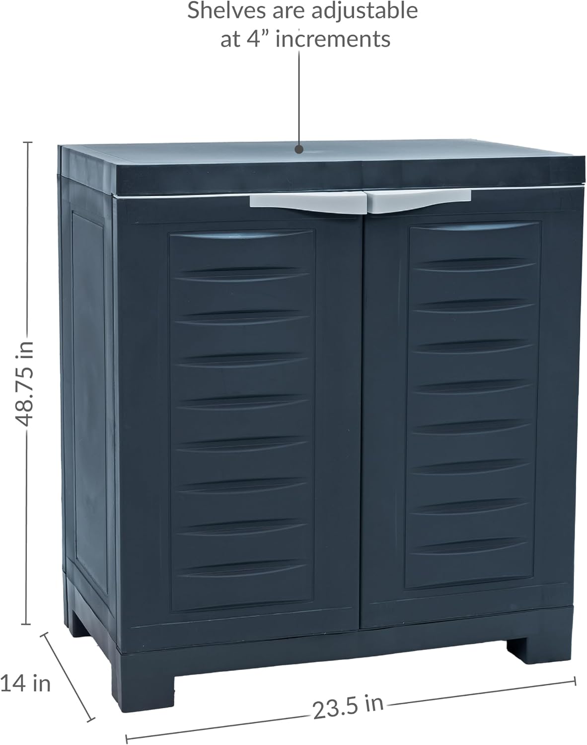 Sunnydaze 25.5' H Resin Garage Storage Cabinet - Garage Cabinet with Adjustable Shelf - Freestanding Utility Storage for Laundry Room, Office, Basement - Charcoal