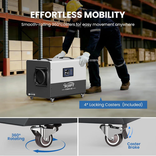 145 Pint Commercial Dehumidifier with Pump, Dehumidifiers for Crawl Space & Basement with Drain Hose, Industrial Dehumidifier with Swivel Caster for Large Space, Large Capacity, Auto Defrost