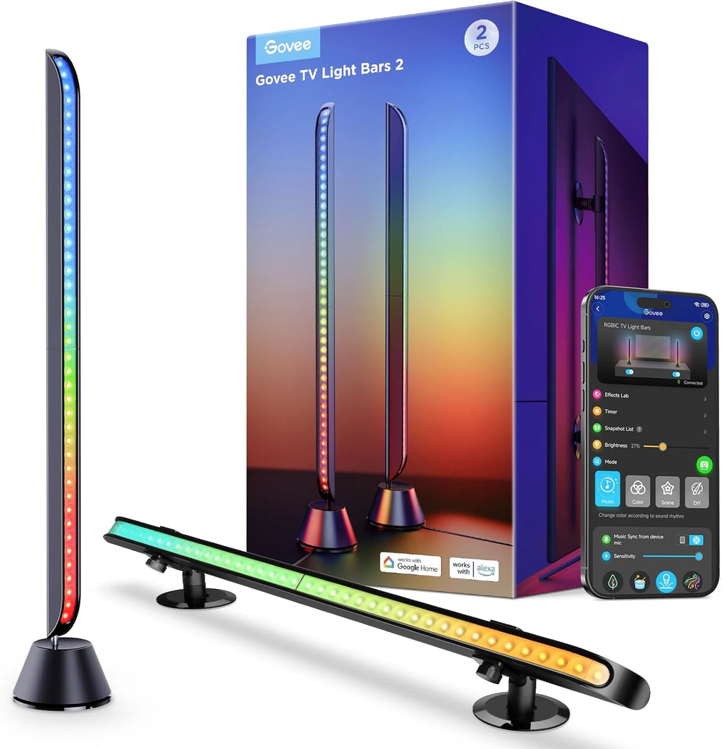 Govee Smart LED Light Bars, 31 Inch RGBIC WiFi Light Bars with Scene and Music Modes, Multiple Placement Options Suitable for 70-85 inch TVs, Works with Alexa,Google Assistant, App Control, 2 Pack