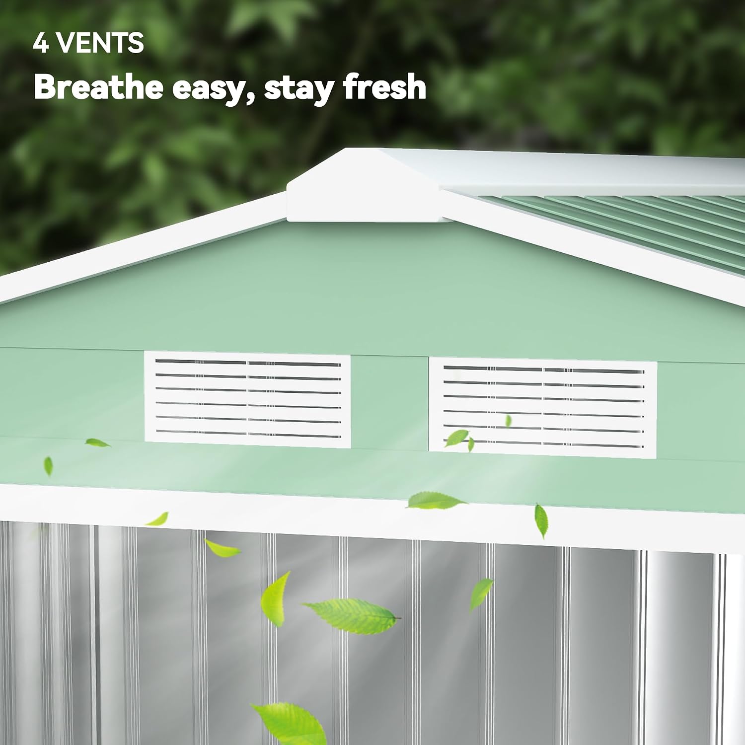 Outsunny 7' x 4' Outdoor Storage Shed, Garden Tool Metal Shed with Foundation Kit, Double Lockable Door, Air Vents and Sloping Roof, for Backyard, Patio, Lawn, Light Green