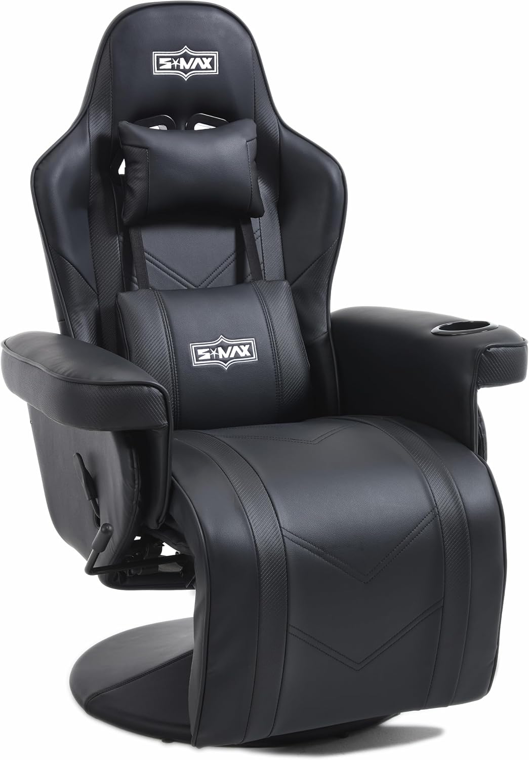 S*MAX Gaming Recliner Chair for Adults Height Adjustable Higher Back Wider Lumbar Support Swivel Adjustable Footrest Larger Cup Holder Side Pouch Gamer Chairs Black X Large