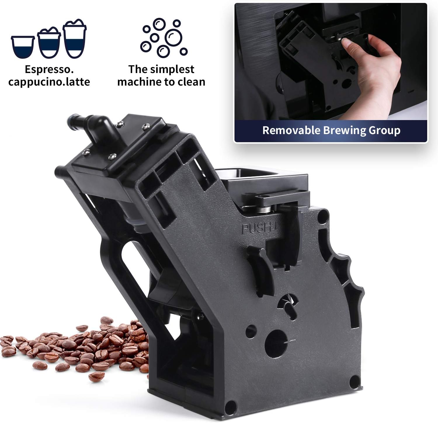 Hipresso Super Fully Automatic Espresso Coffee Machine-7' HD TFT Touchscreen with Milk Frother 19 Bar Pressure