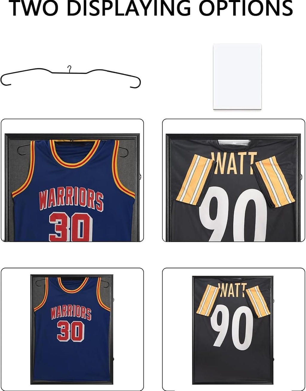 Grintus Large Jersey Frame Display Case Jersey Display Case Jersey Shadow Box with Uv Protection Acrylic and Hanger for Baseball Basketball Football Soccer Hockey Sport Shirt and Uniform,LinenBack