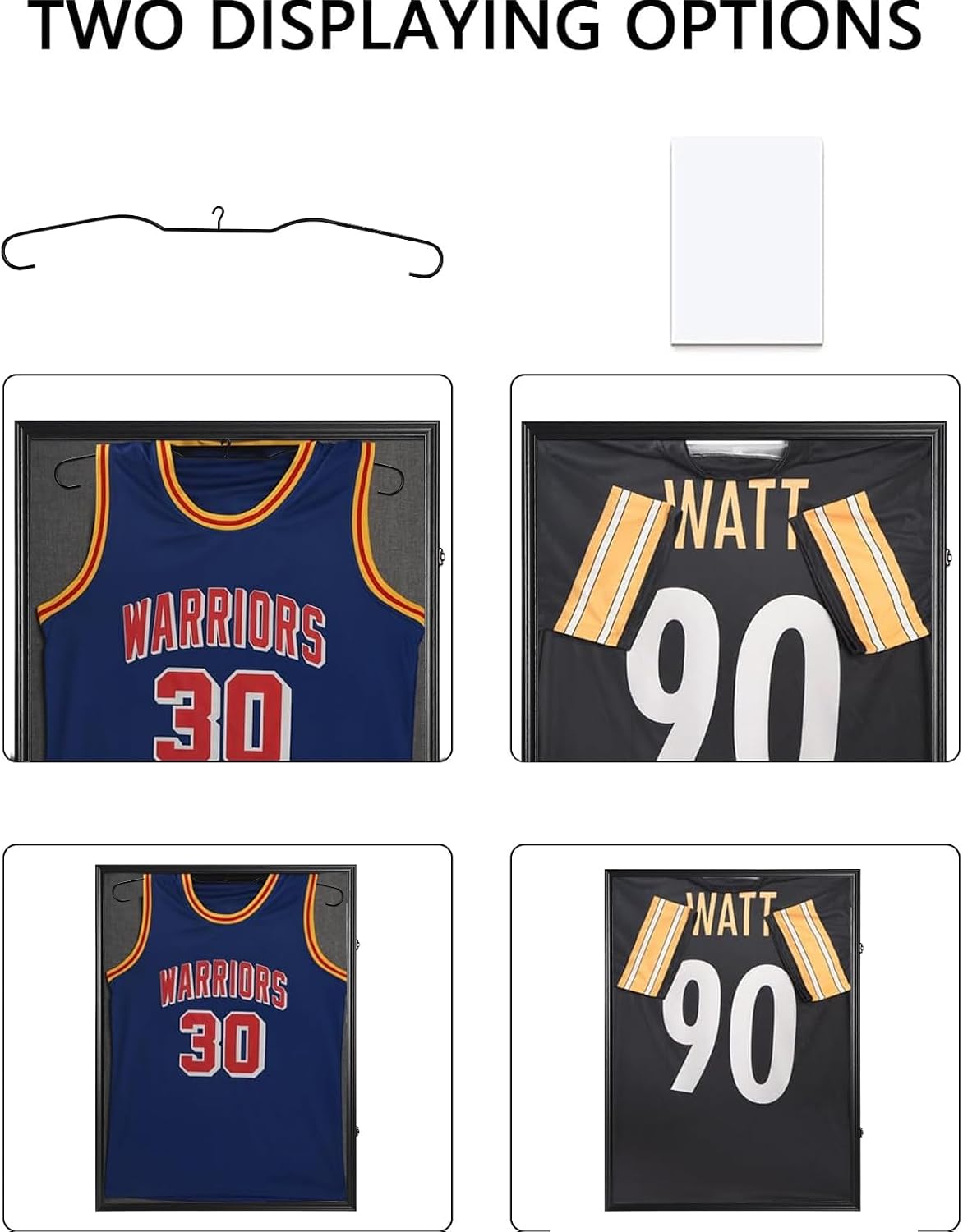 Grintus Large Jersey Frame Display Case Jersey Display Case Jersey Shadow Box with Uv Protection Acrylic and Hanger for Baseball Basketball Football Soccer Hockey Sport Shirt and Uniform,LinenBack