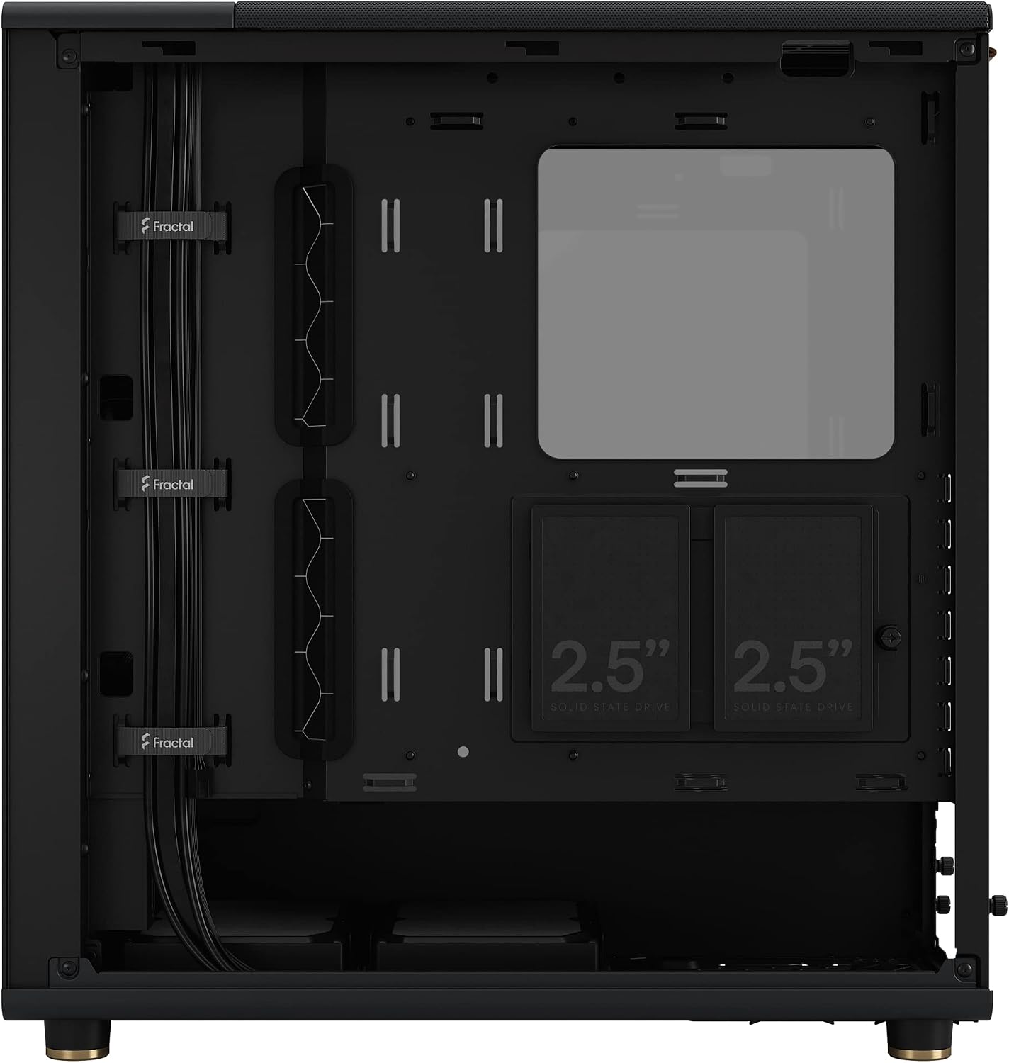 Fractal Design North Charcoal Black Tempered Glass Dark - Genuine Walnut Wood Front - Glass Side Panel - Two 140mm Aspect PWM Fans Included - Type C USB - ATX Airflow Mid Tower PC Gaming Case