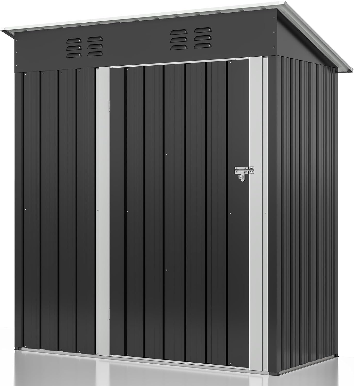 AirWire 5x3 FT Outdoor Storage Shed, Garden Shed with Updated Frame Structure and Lockable Doors, Metal Tool Sheds for Backyard Garden Patio Lawn, Grey