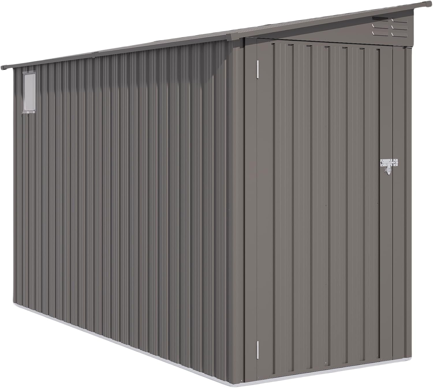 4 * 9.2 FT Outdoor Storage Shed, Galvanized Steel Garden Shed with Lockable Door & Window, Waterproof Metal Tool Storage for Garden, Backyard, Patio, Lawn(Gray)