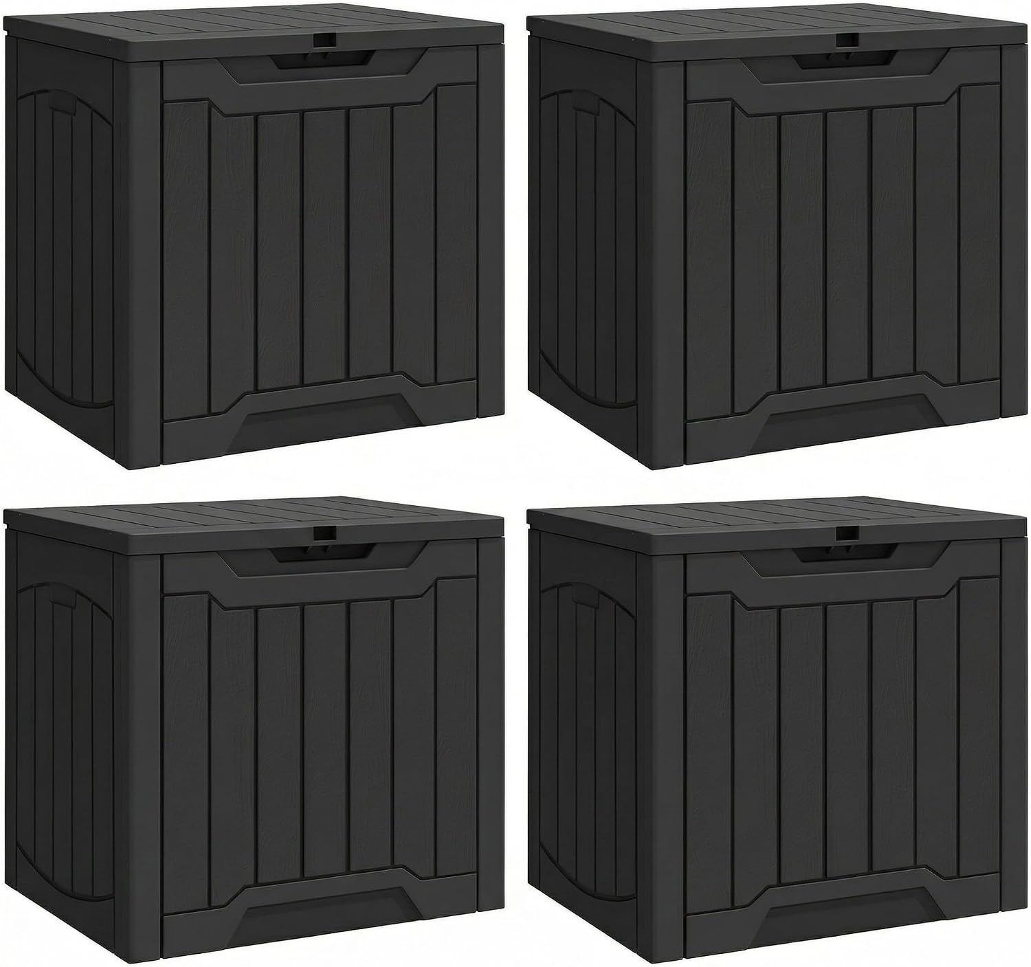 YITAHOME 31 Gallon Deck Boxes Set of 4, Lockable Outdoor Storage Bins for Patio Cushions, Garden Tools, Weather-Resistant Resin Storage Solution, Black