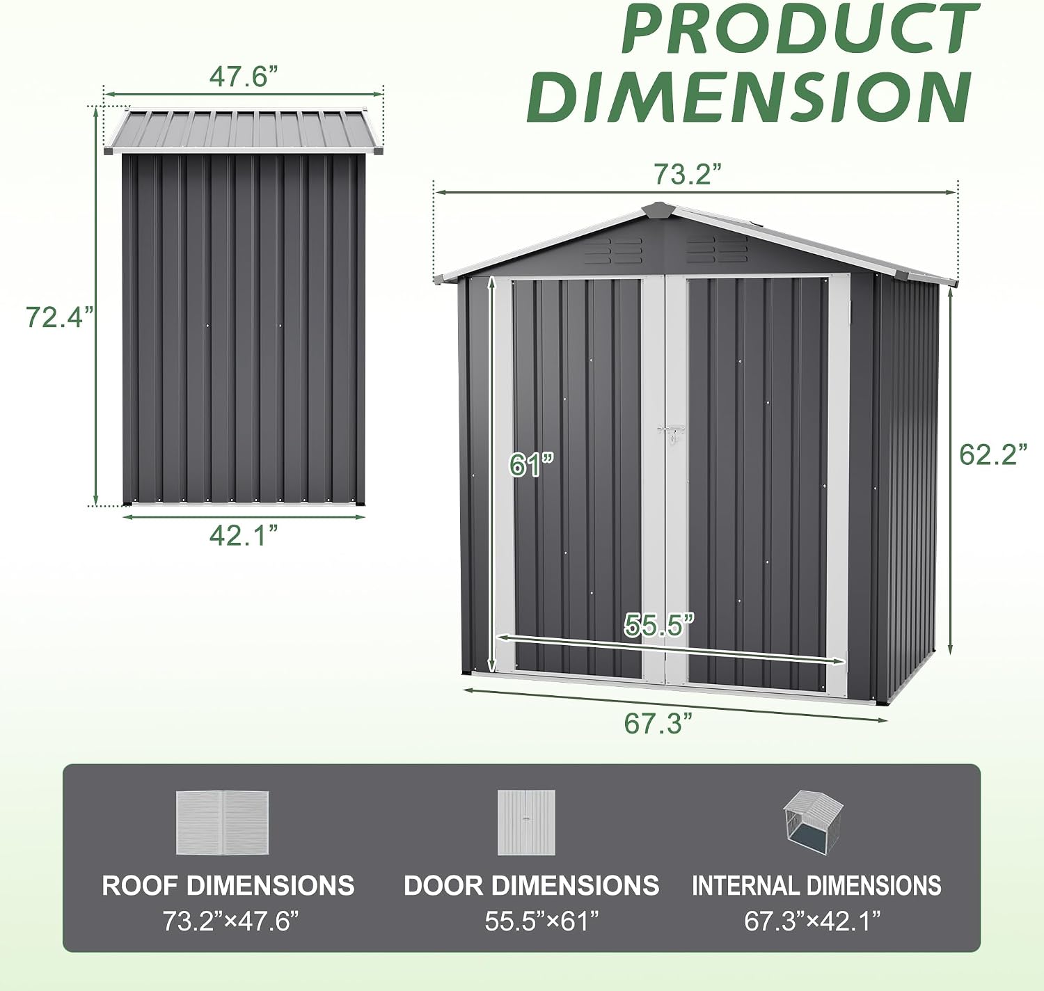 6x4FT Sheds & Outdoor Storage Shed with Lockable Doors, Vent, Heavy Duty Metal Garden Tool Shed for Backyard, Patio, Lawn