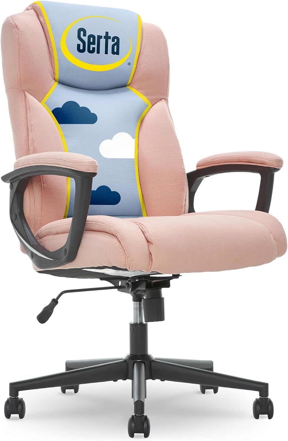 Serta Connor Executive Office Chair, Ergonomic Computer Chair with Layered Body Pillows, Contoured Lumbar, Adjustable Seat, Microfiber Fabric, Pink
