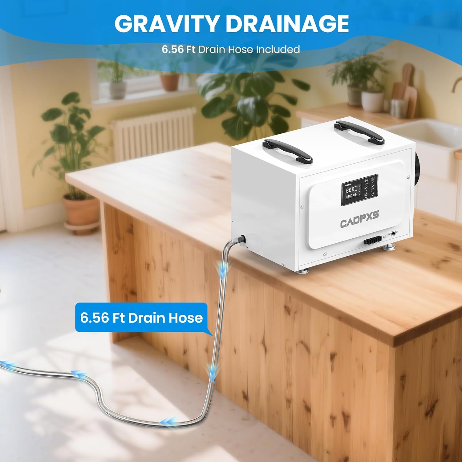 CADPXS Crawl Space Dehumidifier, 125 Pints Commercial Dehumidifiers with Drain Hose, Dehumidifier for Crawlspace, Basements & Water Damage Use, Auto Defrost & Memory Restart, cETL Listed