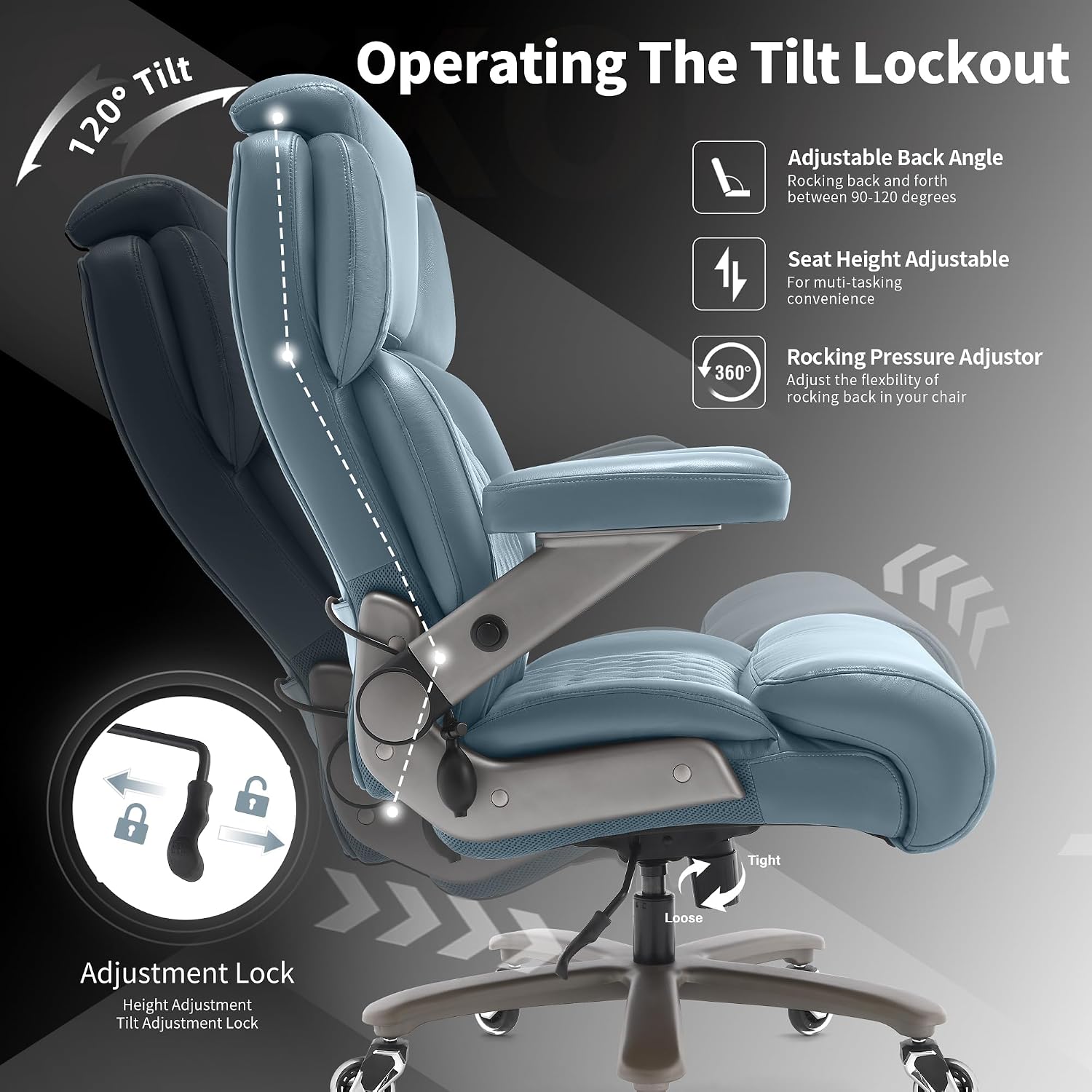 Big and Tall Office Chair 700lbs - Adjustable Headrest&Lumbar Support, 3D Flip Arms, Large Wheels &Heavy Duty Metal Base, Ergonomic High Back Computer Chair Desk Chair, Thick Padded Extra Wide Seat