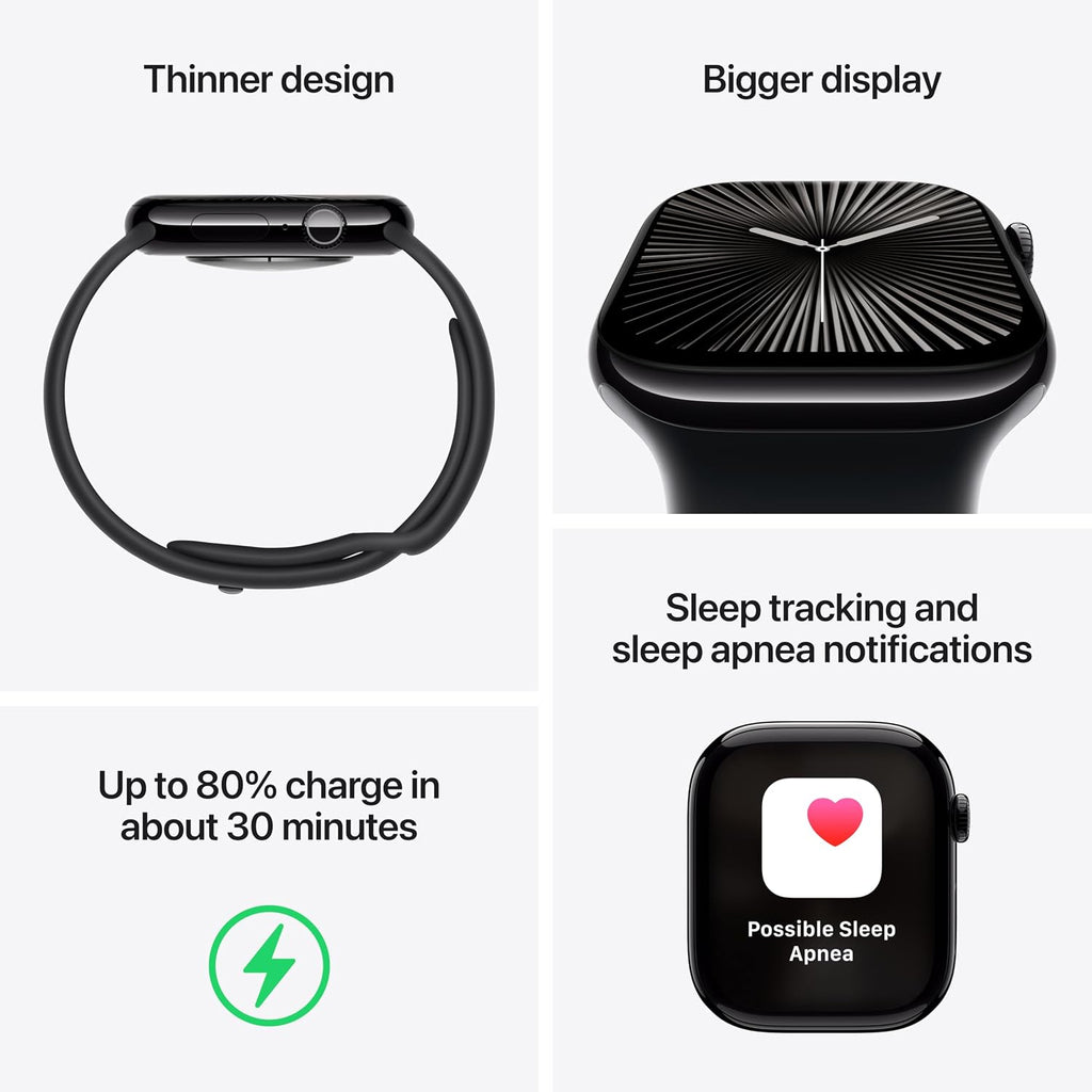 Apple Watch Series 10 [GPS + Cellular 42mm case] Smartwatch with Natural Titanium Case with Stone Grey Sport Band - S/M. Fitness Tracker, ECG App, Always-On Retina Display, Water Resistant