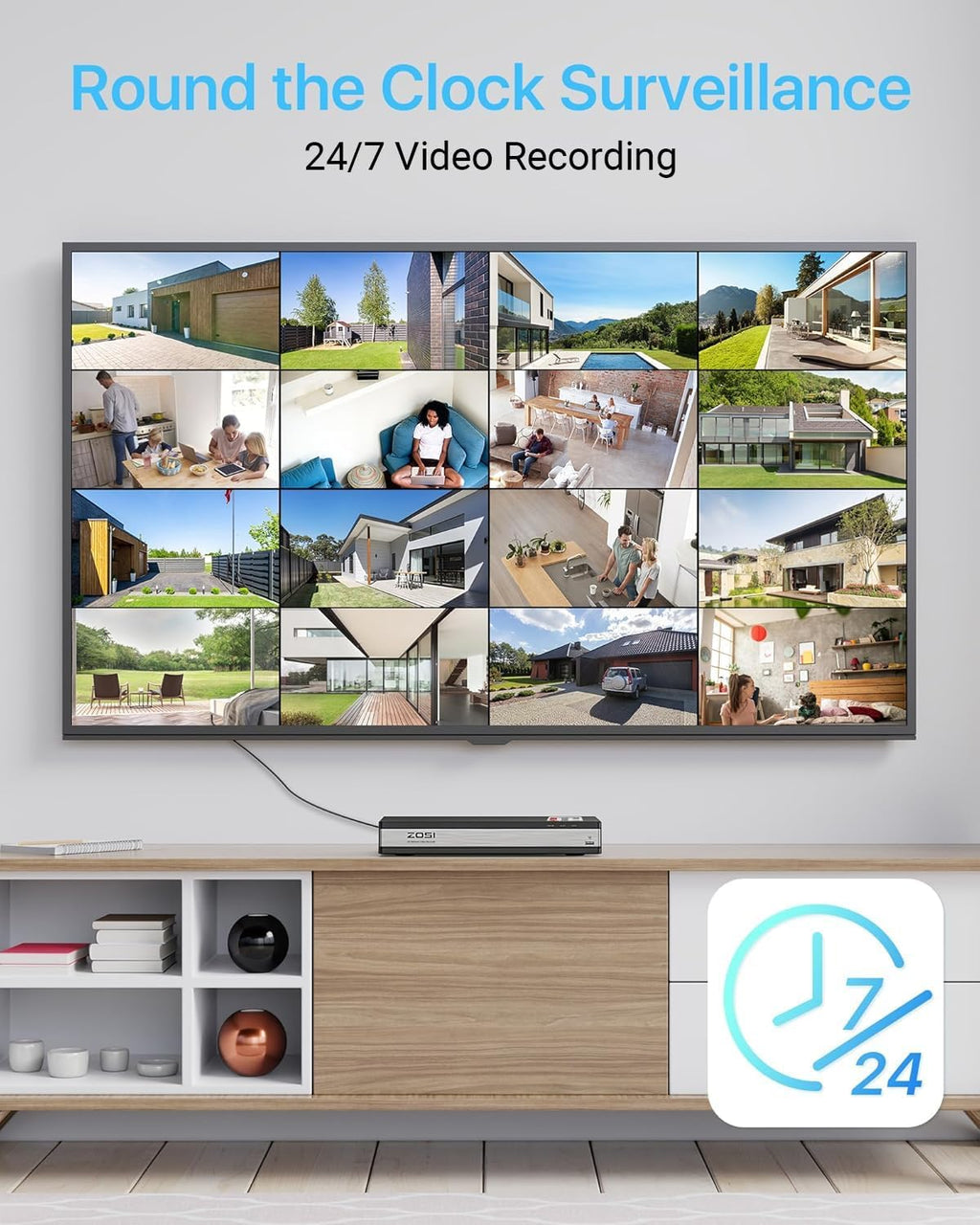 ZOSI 16Channel 4K POE Security Camera System, 16 x 5MP CCTV Metal Dome Camera Outdoor Indoor, 80FT Night Vision, Motion Alert, H.265+ 8MP 16CH NVR with 4TB HDD for Home Business 24/7 Recording