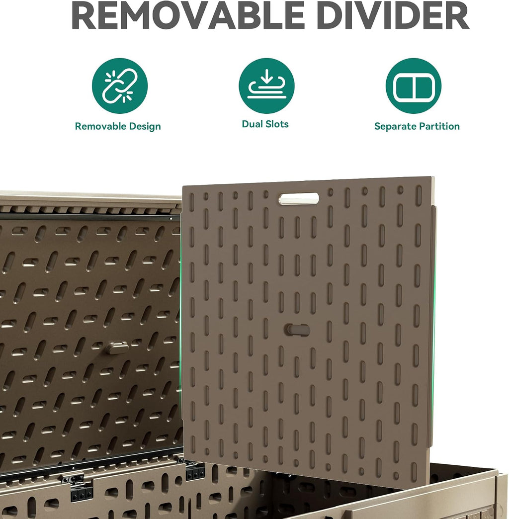 YITAHOME 320 Gallon Large Deck Box with Divider & Side Handles, Outdoor Double-Wall Storage for Patio Furniture Cushions, Garden Pool Accessories, Waterproof & Lockable
