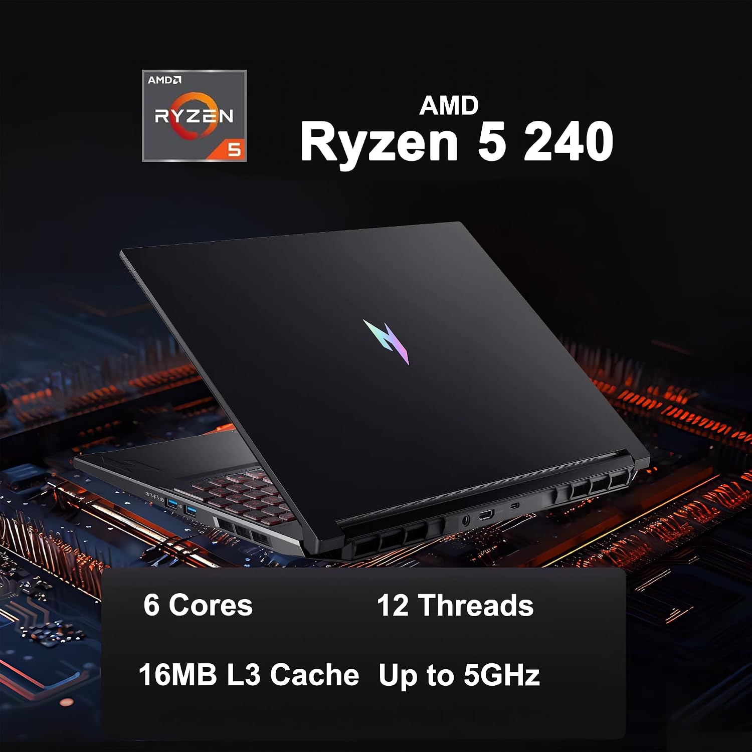 acer Nitro V 16 AI Gaming Laptop 16' WUXGA IPS 180Hz AMD Zen 4 6-core Ryzen 5 240 32GB DDR5 1TB SSD GeForce RTX 5050 (Up to 421 AI Tops) Backlit Win11Pro ICP Hub
