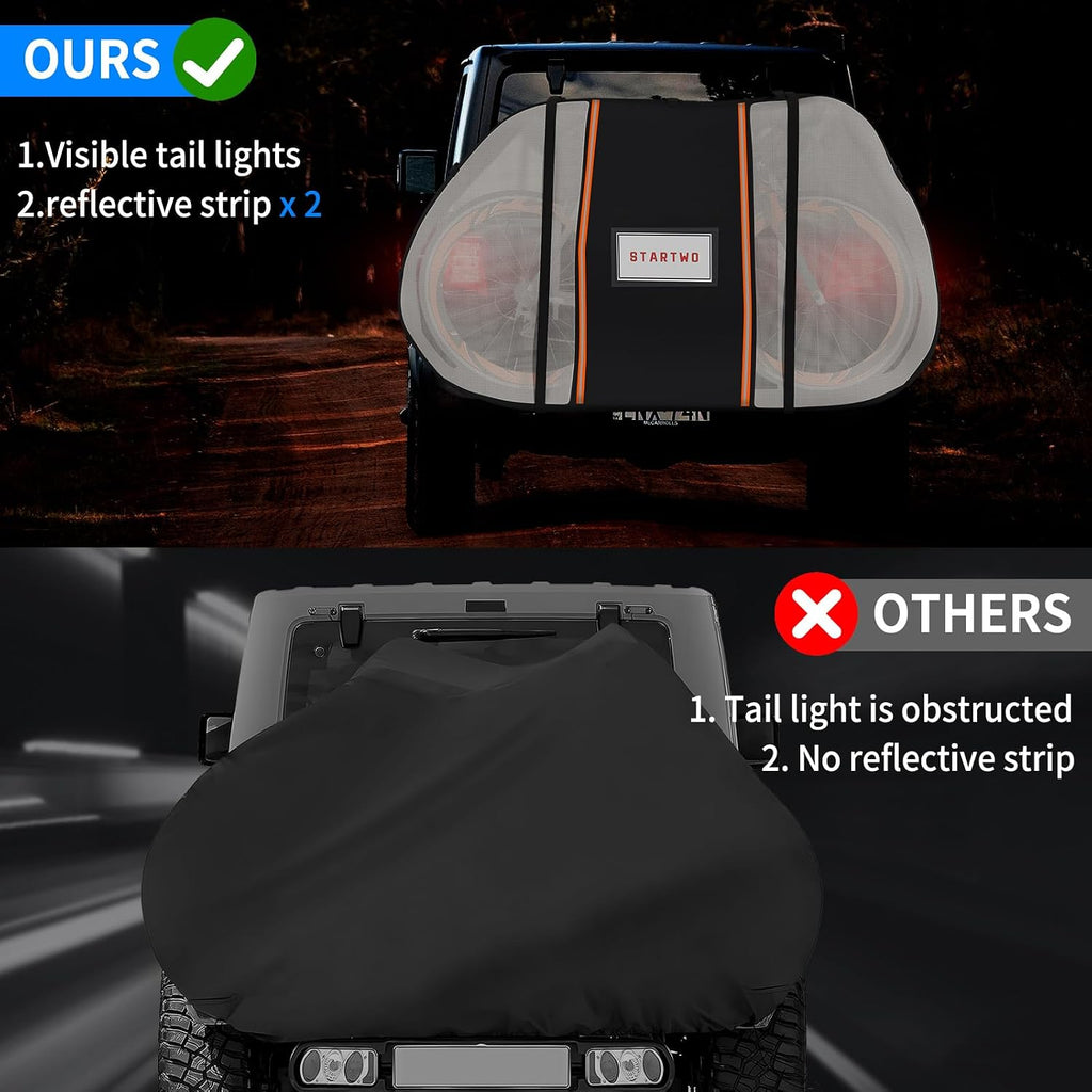 STARTWO Bike Cover for Transport On Rack, Bicycle Cover Outdoor Storage Waterproof for Transport 1 Bikes on Car Rear, with Two Elastic Straps and License Plate Window, Visible Tail Lights