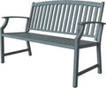 Grand patio 52' Farmhouse Outdoor Bench, Garden Benches with Anti-Rust Aluminum Metal Frame, Faux Wood Grain Finish Frame Patio Bench for Front Porch, Weathered Blue
