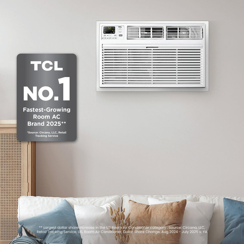TCL H14T9XH Heat 14,000 Smart Through-The-Wall Air Conditioner, Heater, Fan & Dehumidifier, 230V, 700 Sq. Ft, Remote Control, Compatible with Alexa/Google Assistant, 14000 BTU, White