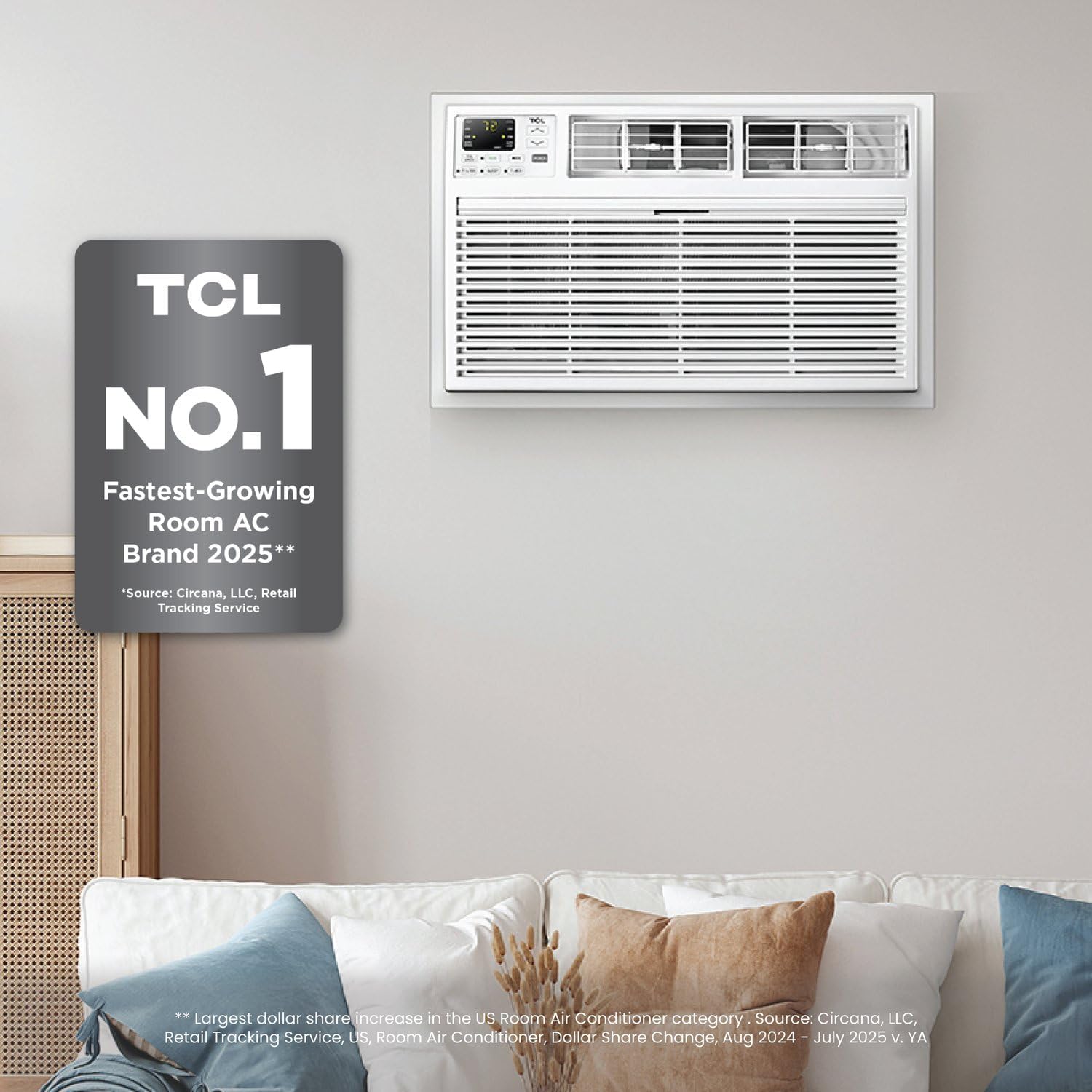 TCL H14T9XH Heat 14,000 Smart Through-The-Wall Air Conditioner, Heater, Fan & Dehumidifier, 230V, 700 Sq. Ft, Remote Control, Compatible with Alexa/Google Assistant, 14000 BTU, White