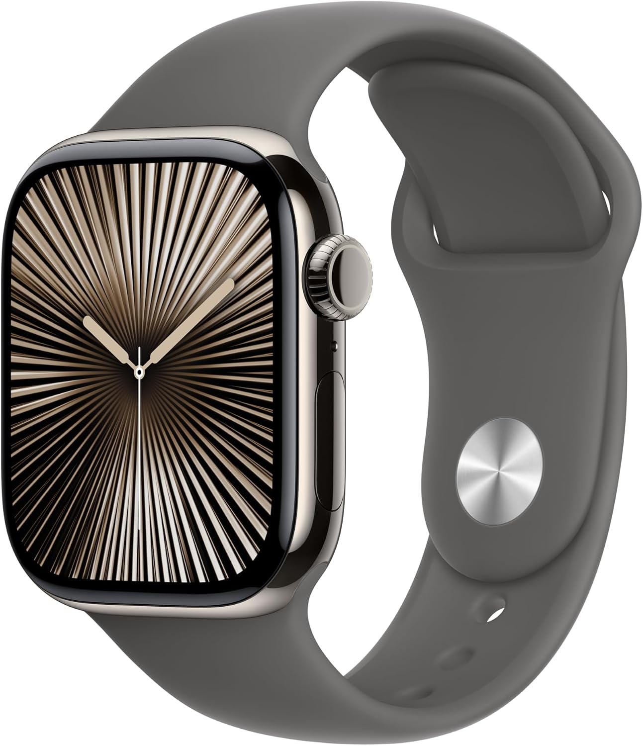 Apple Watch Series 10 [GPS + Cellular 42mm case] Smartwatch with Natural Titanium Case with Stone Grey Sport Band - S/M. Fitness Tracker, ECG App, Always-On Retina Display, Water Resistant