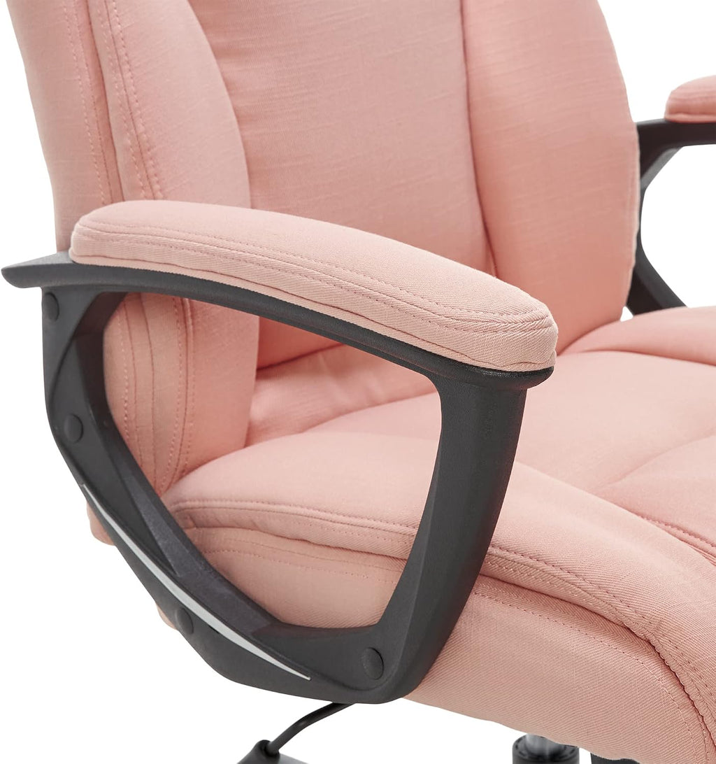 Serta Connor Executive Office Chair, Ergonomic Computer Chair with Layered Body Pillows, Contoured Lumbar, Adjustable Seat, Microfiber Fabric, Pink