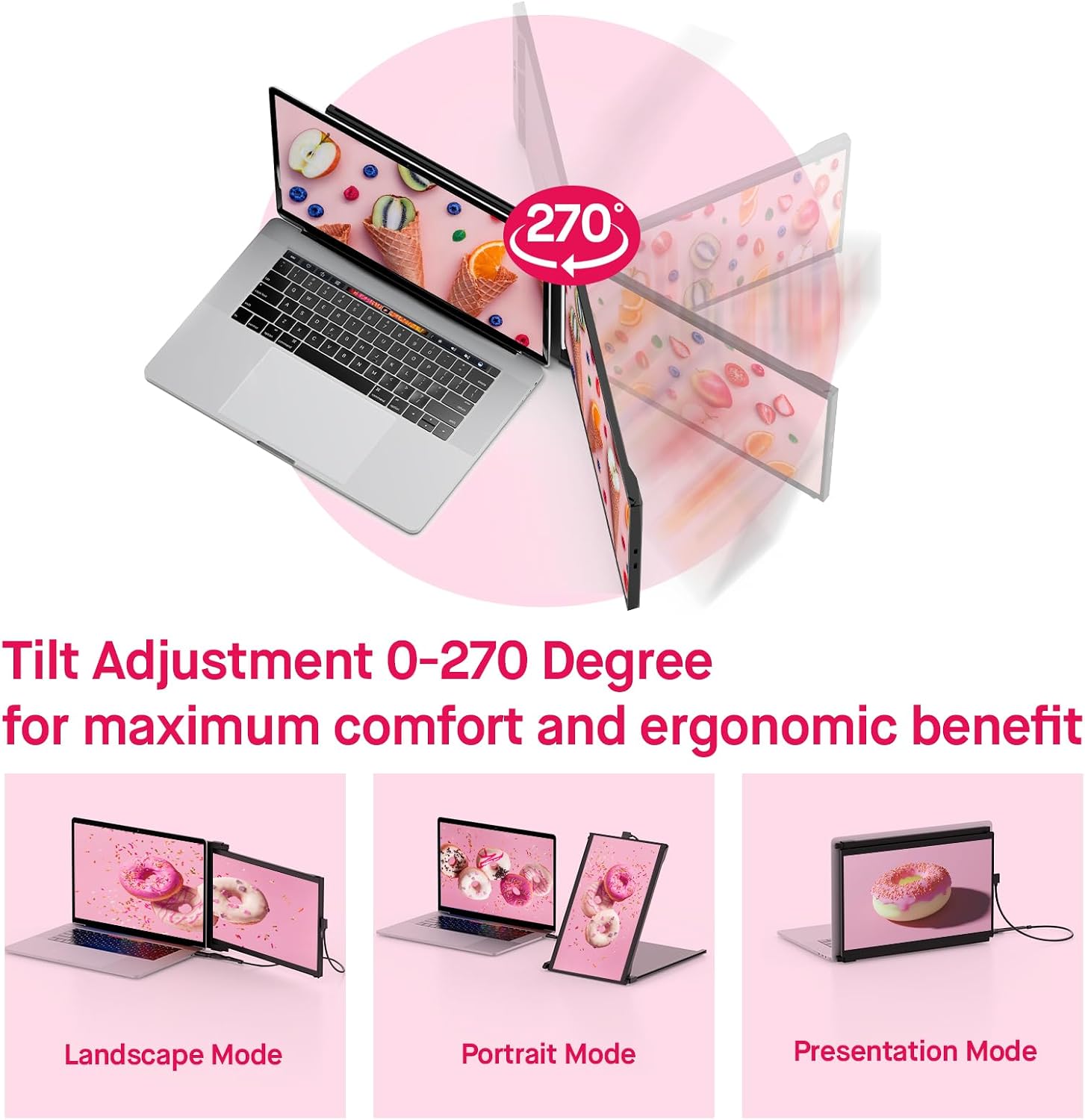 Duex Max DS Portable Monitor for Laptop, 【2026 Upgrade】 Mobile Pixels 14.1' Full HD IPS Dual Monitor for laptops, USB C/USB A/HDMI Powered Plug and Play Portable Display,Windows/Apple Compatible
