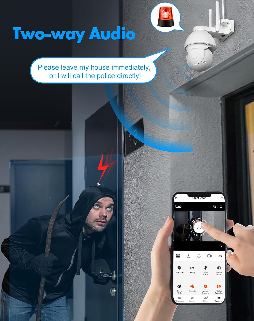LaView 5MP Security Camera Outdoor Wired Starlight Color Night Vision,3K Cameras for Home Security AI Human Detection & Auto Tracking, IP65 Outdoor Camera 2-Way Audio, US Cloud, Compatible with Alexa