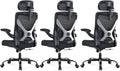 Ergonomic Office Chair - X-Shaped Computer Desk Chair Comfy, Gaming Chair, Office Chair with Lumbar Support, Mesh Office Chairs with Headrests, Desk Chair for Long Hours, Black Silver, Pack of 3