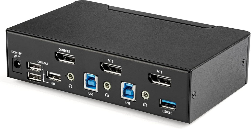 StarTech.com 2 Port DisplayPort KVM Switch - 4K 60Hz - Single Display - Dual Port UHD DP 1.2 USB KVM Switch with Integrated USB 3.0 Hub & Audio-Dell HP Apple Lenovo-TAA Compliant (SV231DPU34K), Black