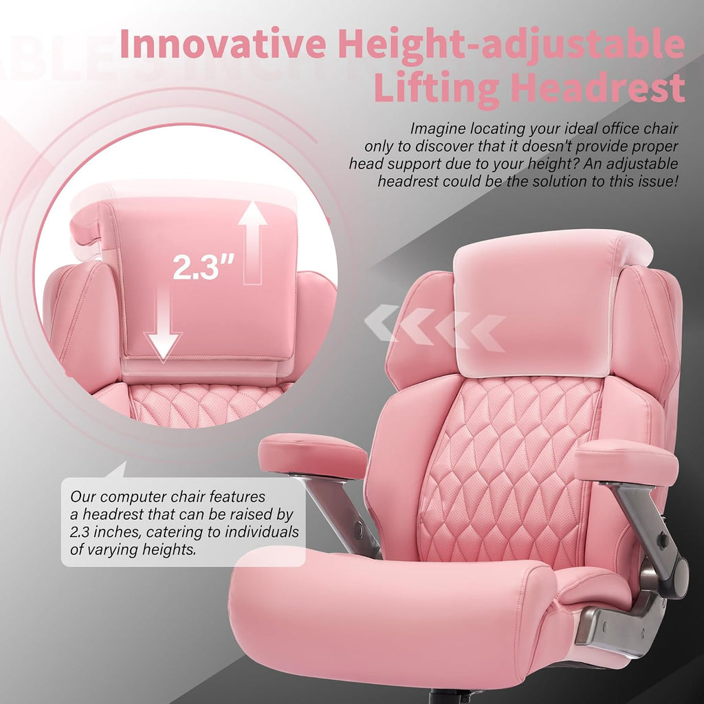 Big and Tall Office Chair 700lbs - Adjustable Headrest&Lumbar Support, 3D Flip Arms, Large Wheels &Heavy Duty Metal Base, Ergonomic High Back Computer Chair Desk Chair, Thick Padded Extra Wide Seat