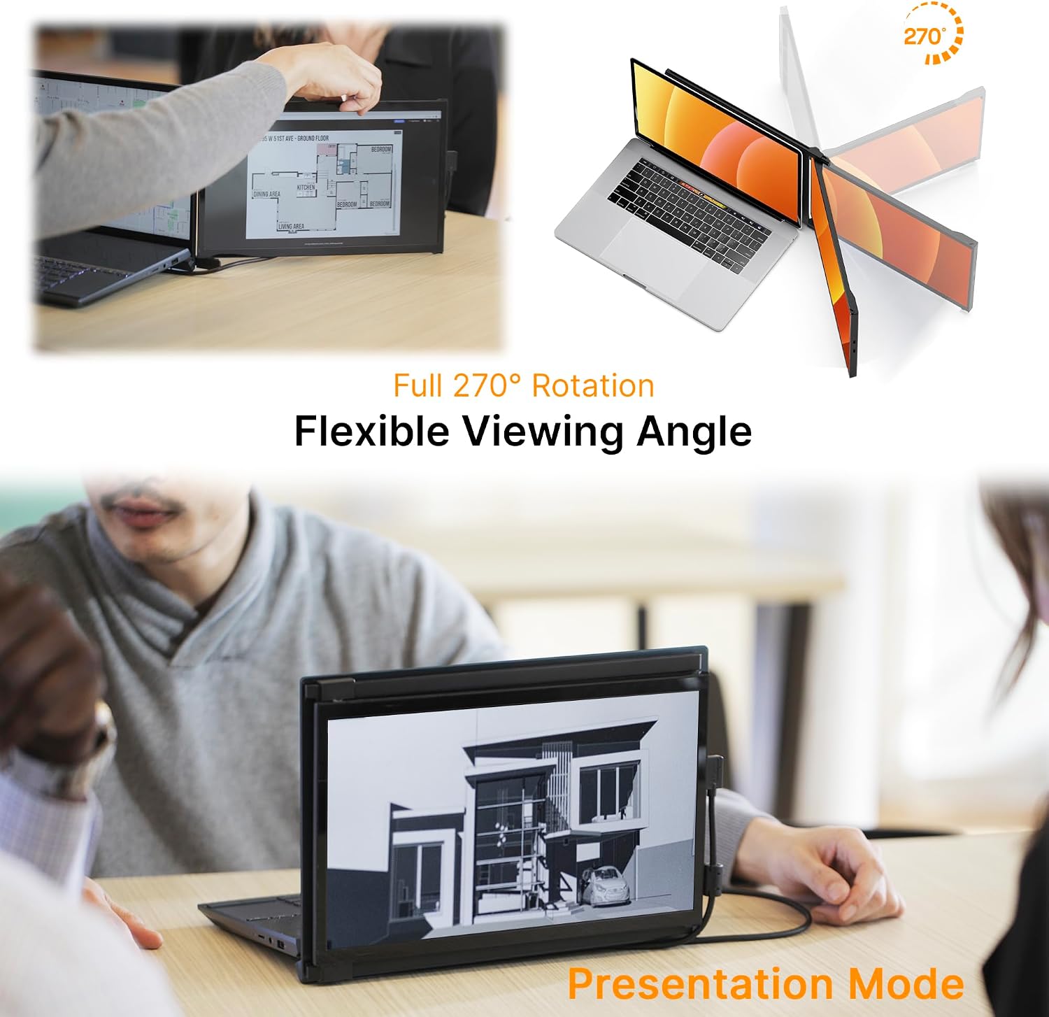 Duex Max DS Portable Monitor - New Mobile Pixels 14.1' Laptop Screen Extender, FHD 1080P Travel Monitor, USB C/USB A/HDMI Plug and Play Laptop Monitior for Windows/Mac/Android/Switch