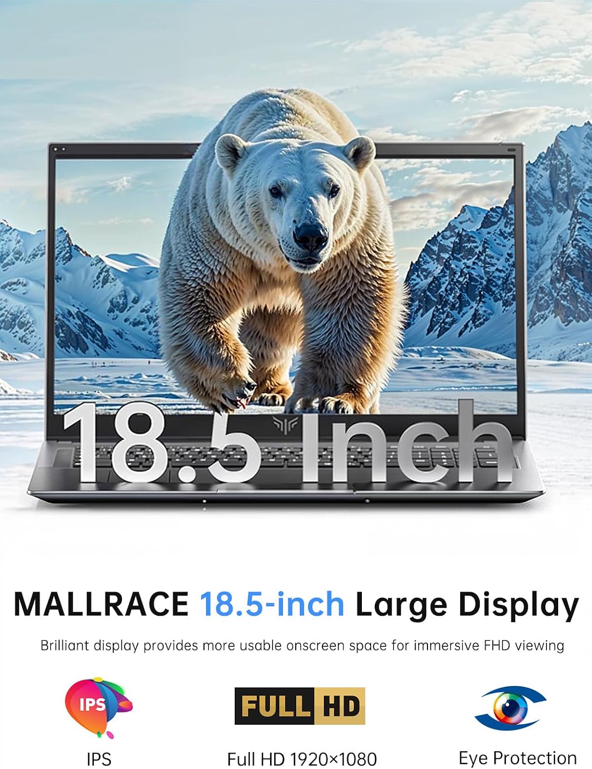 18.5 Inch Laptop with 8000 mAh Battery,Intel N150 Quad-Core Processor UP to 3.6GHZ,16GB DDR4 RAM 512GB SSD,WiFi 5,Full HD IPS Display,WIFI,2025 Windows 11 Laptops Computer for Business Office Student