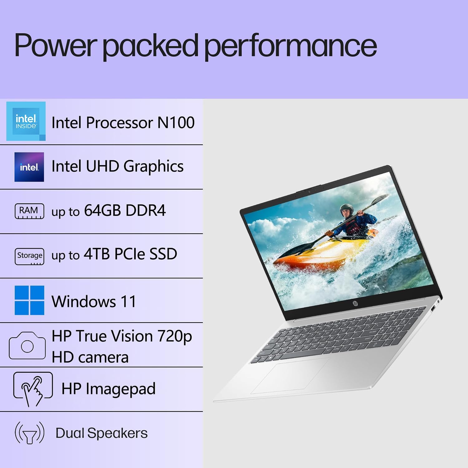 HP Essential Laptop Computer for Student Home Study, Office 365, Intel N100 (2026 Edition), 8GB RAM, 256GB SSD, Long Battery Life & Portable Design, 15.6' FHD, Type C RJ45 Cable, Windows 11 Home