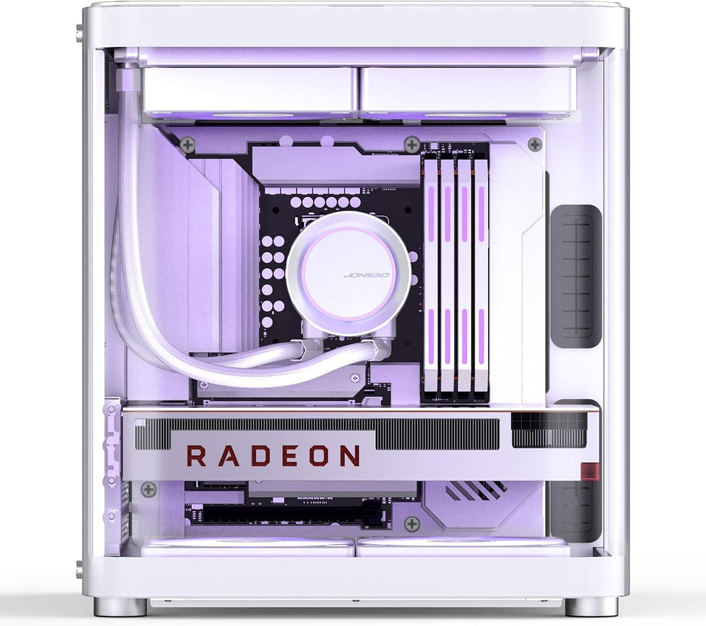 JONSBO TK-1 White Micro ATX Mini Tower Computer CASE, Hyperboloid Glass Design, Separated Cabinet Structure, Al Alloy Shell Matx Desktop PC Case, Support ATX Power supply/240 AIO, White