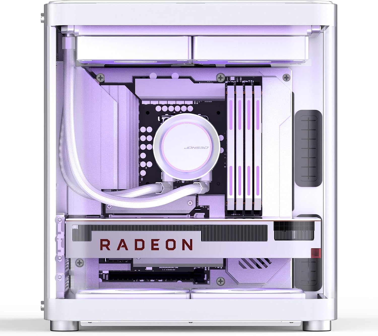 JONSBO TK-1 White Micro ATX Mini Tower Computer CASE, Hyperboloid Glass Design, Separated Cabinet Structure, Al Alloy Shell Matx Desktop PC Case, Support ATX Power supply/240 AIO, White