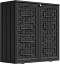 ZZM HDPE Outdoor Storage Shed, Outdoor Plastic Storage Cabinet, Horizontal Resin Tool Shed for Garden, All Weather Outdoor Storage Clearance, DIY Usage, with one Shelf (Black)