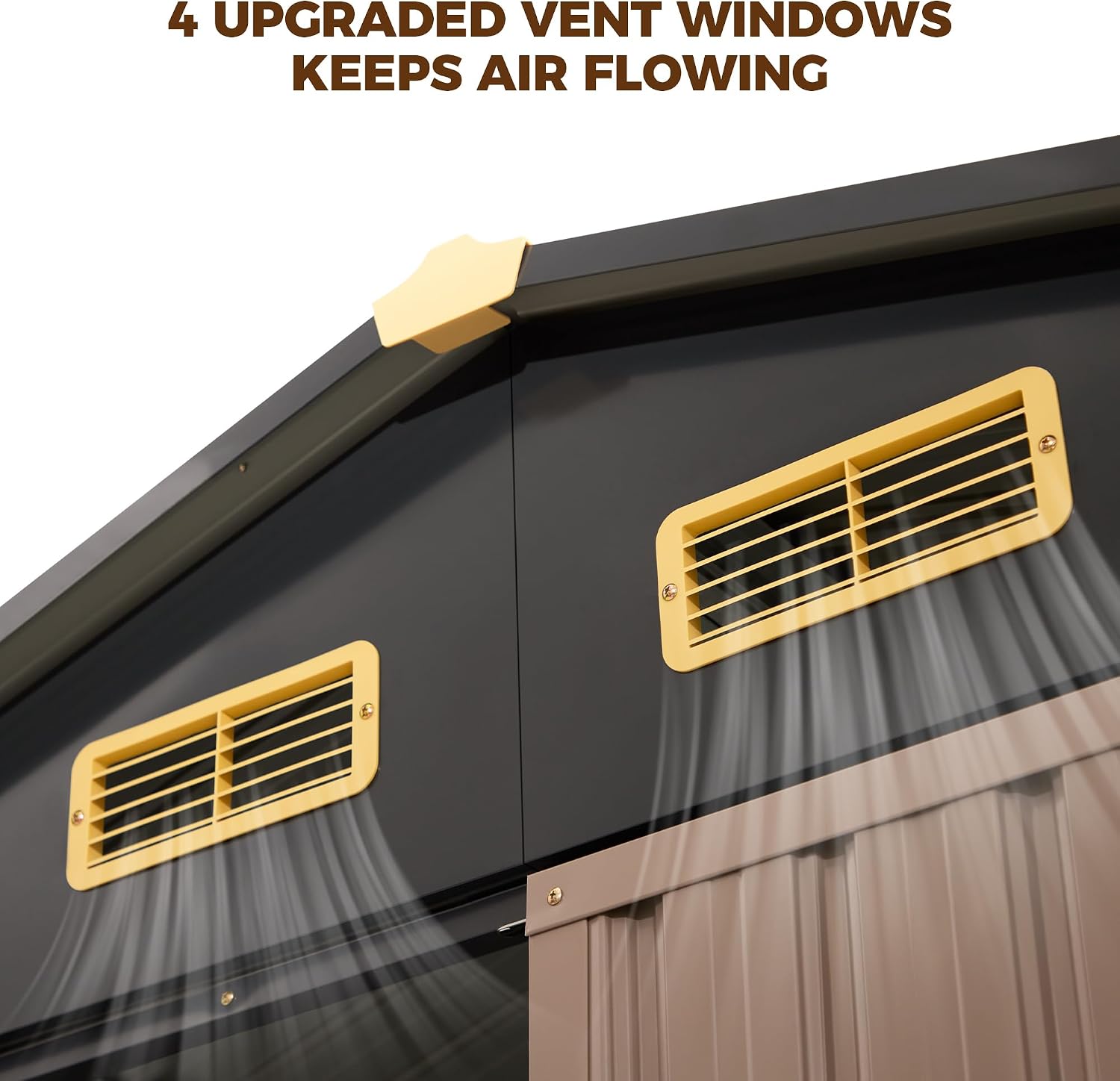 IRONCK 7.7x5.7 FT Storage Shed, Outdoor Metal Tool Shed with Breathable Vents and Lockable Doors, All-Weather Tool Storage for Patio, Outside, Poolside, Brown