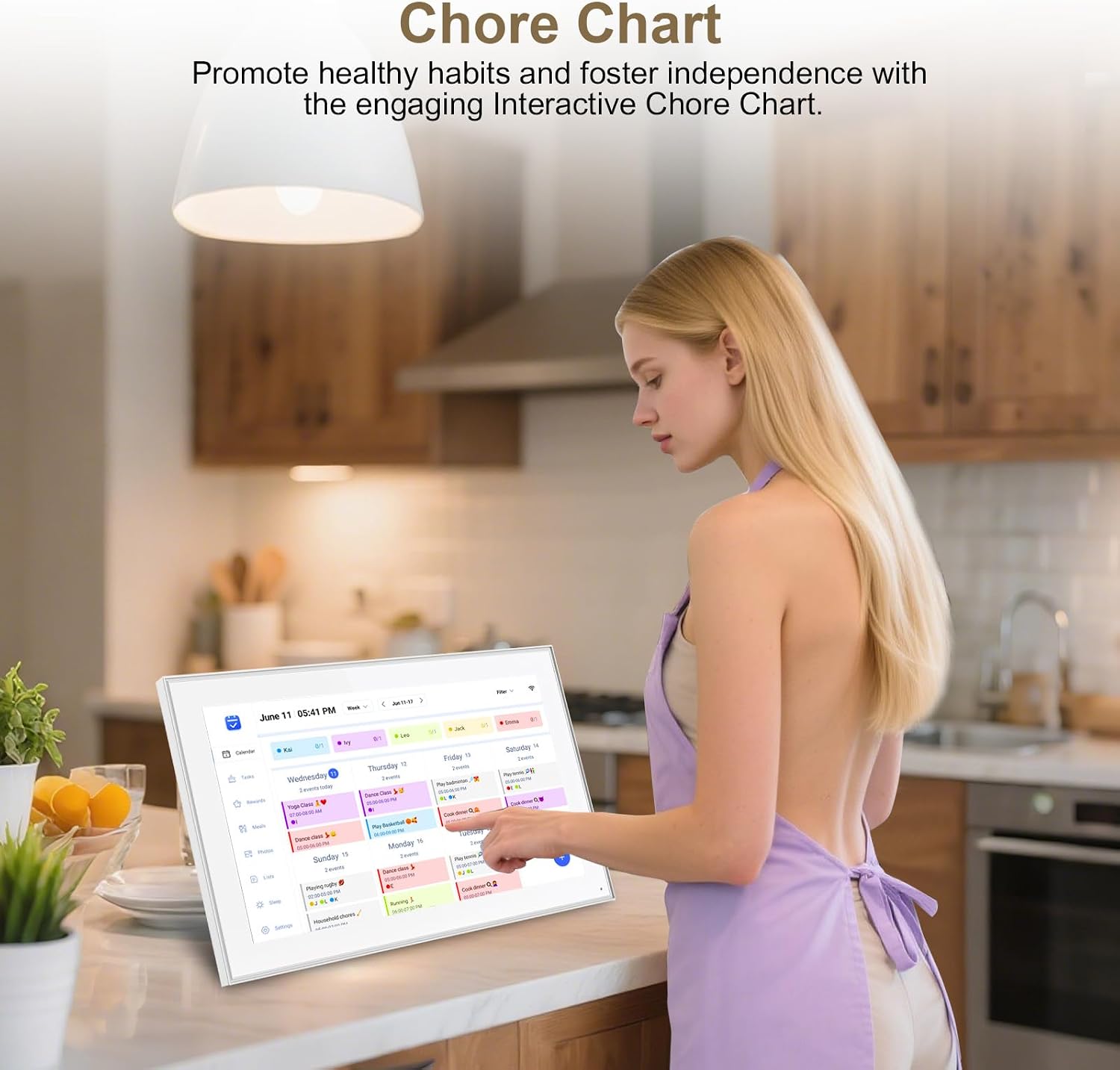 15.6 inch Wall Planner Digital Calendar & Chore Chart, Smart Touchscreen Display for Family Schedules, Hearth Display Digital Calendar, Digital Photo Frame, Great for Organizing Your 2025 Calendar