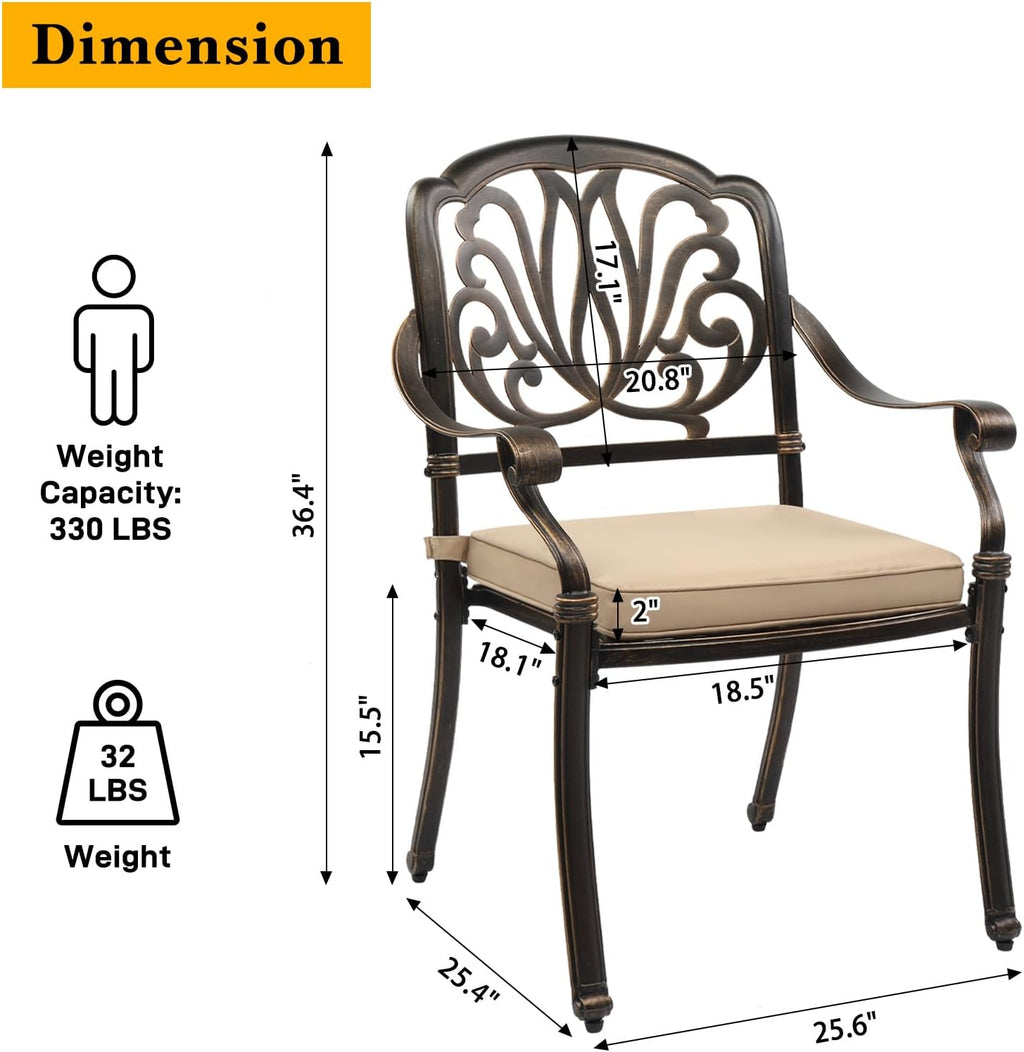 VINGLI 3 Piece Outdoor Bistro Set, Cast Aluminum Patio Table and 2 Chairs Set for Patio Balcony Garden, All Weather Outdoor Furniture Set with Stackable Chairs and Small Round Table