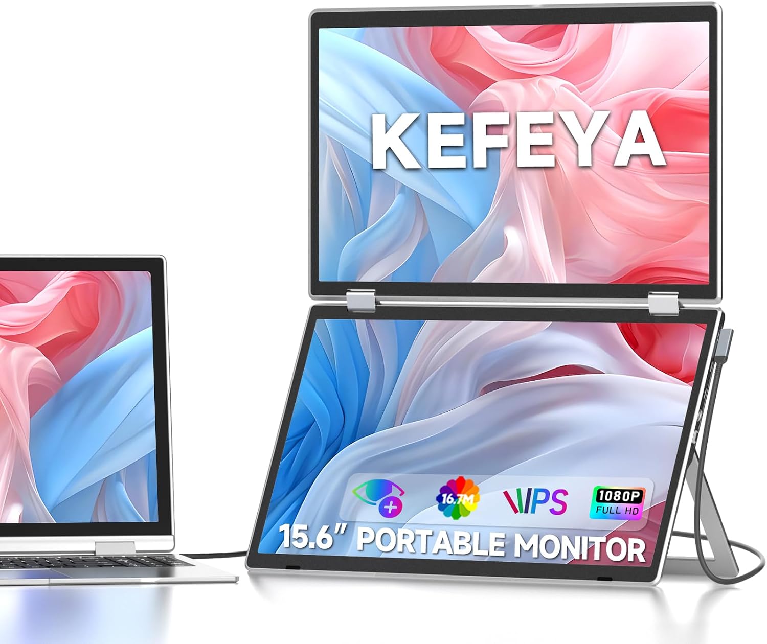 KEFEYA Laptop Screen Extender,15.6' Triple Screen Laptop Monitor Extender, 1080P FHD Portable Monitor for 13'-17.3' Laptops, Plug and Play HDMI/USB-A/USB-C for Mac/Wins/Chrome (15.6' Triple Screen)