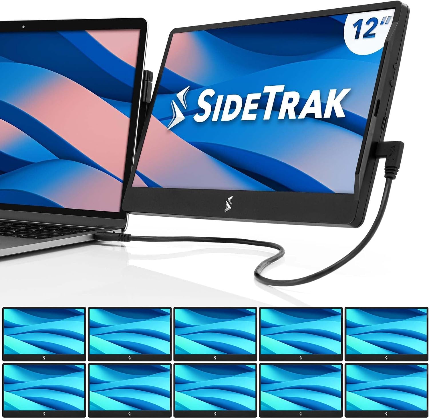SideTrak Swivel 12.5' Portable Monitor for Laptop, Patented Swivel Hinge, Laptop Screen Extender | FHD Dual Screen w/Kickstand, USB or HDMI, Mac, PC, Chromebook Compatible - 10 Pack