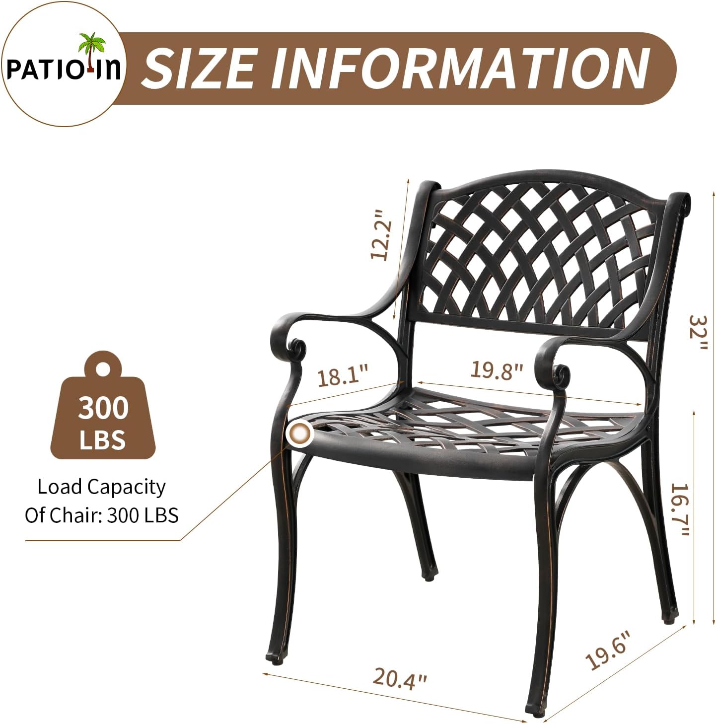 3 Piece Outdoor Dining Set,Cast Aluminum Bistro Set with Umbrella Hole, All Weather Patio Furniture Set, Small Patio Dining Set for Garden/Balcony/Deck, Bronze (Woven Backrest)