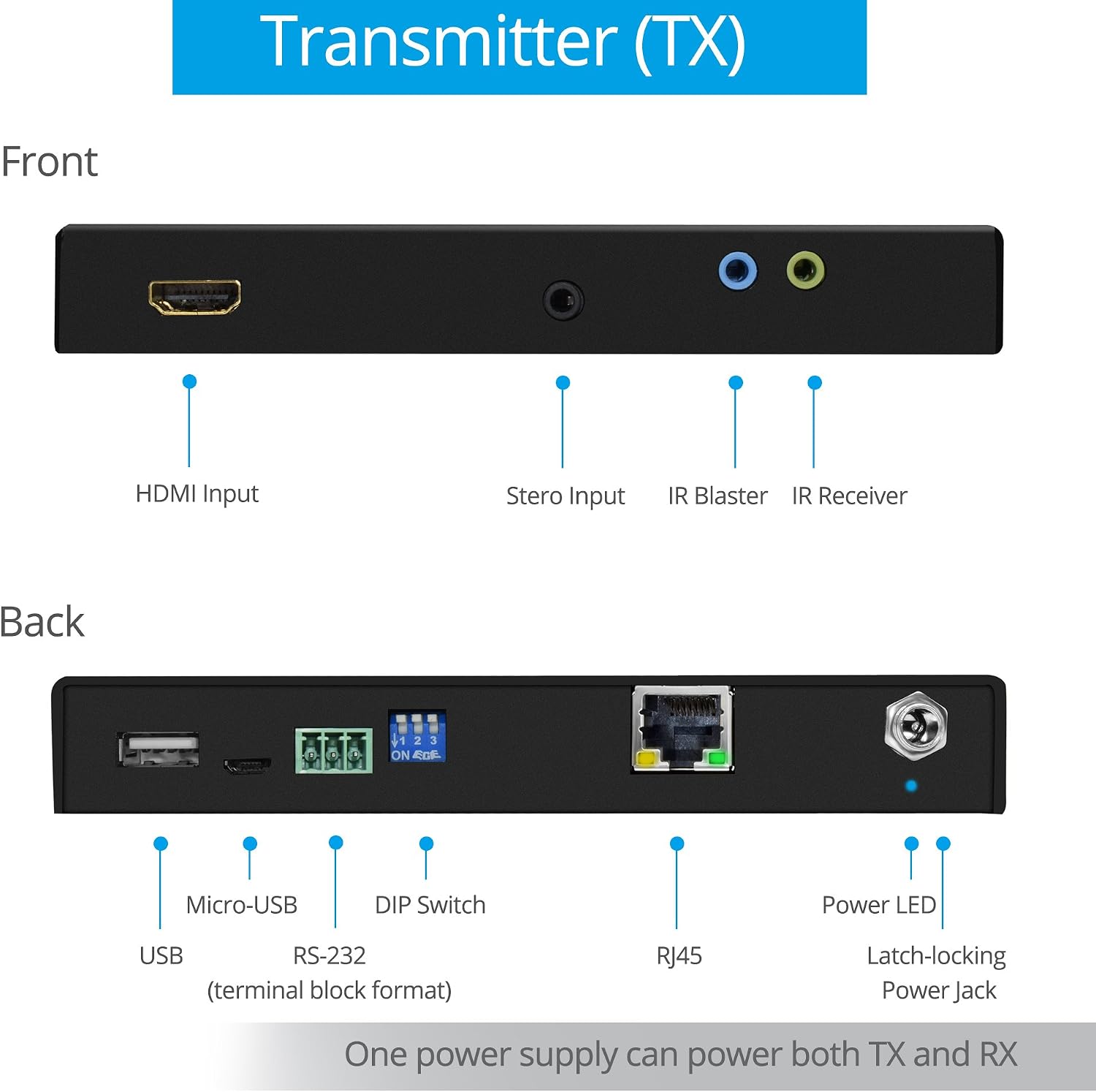gofanco Prophecy HDBaseT HDMI Extender 4K 60Hz USB 2.0 KVM RS 232 Over CAT5e/CAT6/CAT7-230ft @4K 4:4:4, 328ft @1080p, Dual IR, HDR, CEC, PoC, 3D, 18Gbps, HDMI 2.0a, HDCP 2.2, TAA Compliant