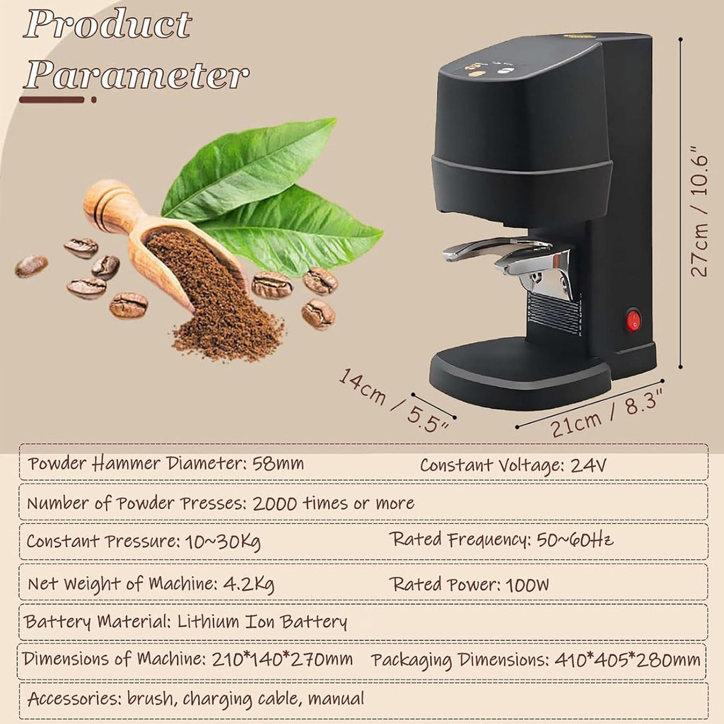 58mm Coffee Tamper - Automatic Bean Powder Press Machine for Expresso - 10-30 KG Adjustable Pressure - Coffee Tool - Easy Clean - for Home Use(ScrewThread)