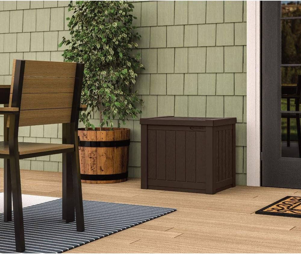 Suncast 17 x 22 Inch Resin 22-Gallon Patio Storage Deck Box, Java Brown (2 Pack)