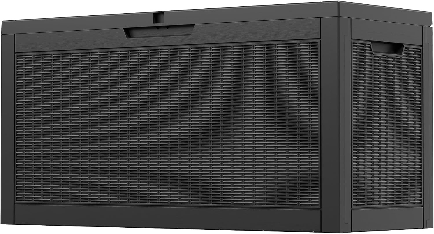NUNU LAB Outdoor Storage Box 60 Gallon,Package Delivery Box for Outside, Parcel Drop deck boxes waterproof, Lockable Lid Porch Storage Bin For Package Delivery,Patio,House, Curbside