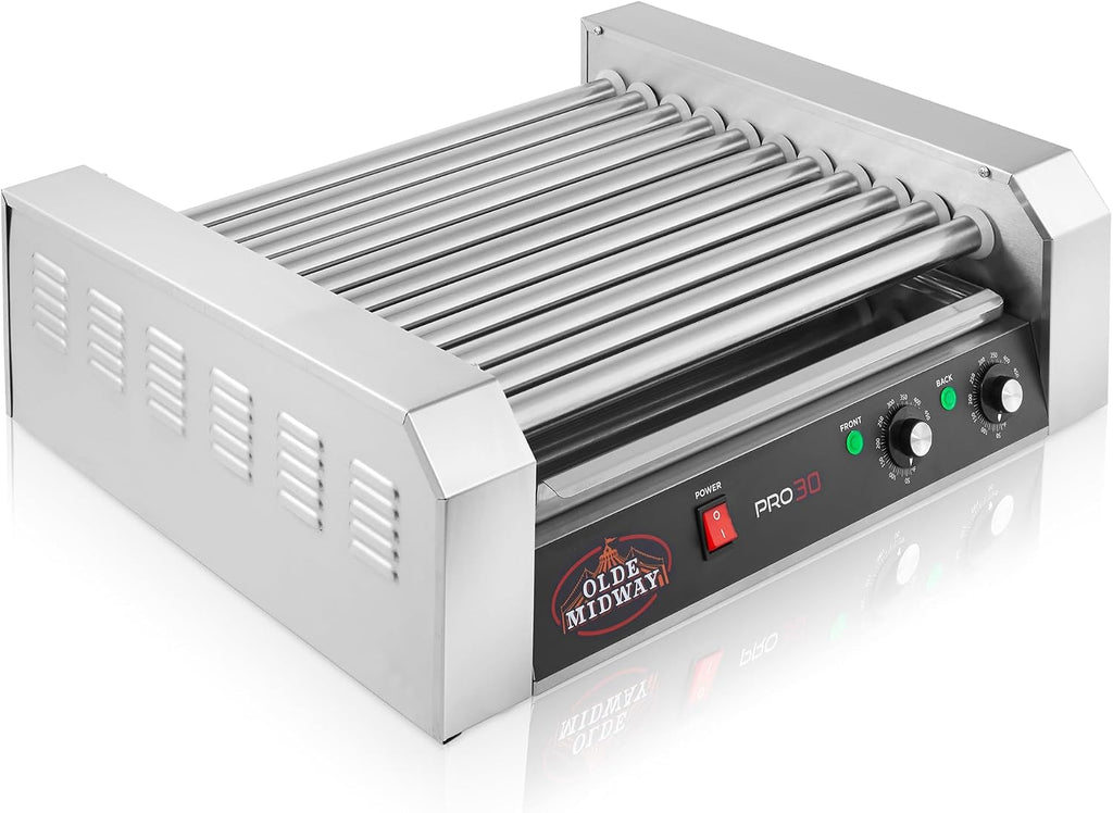Olde Midway Electric 30 Hot Dog 11 Roller Grill Cooker Machine 1400-Watt - Commercial Grade